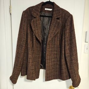 Womens plus size 2X blazer sz 24 brown pink long sleeve relaxed fit Tweed